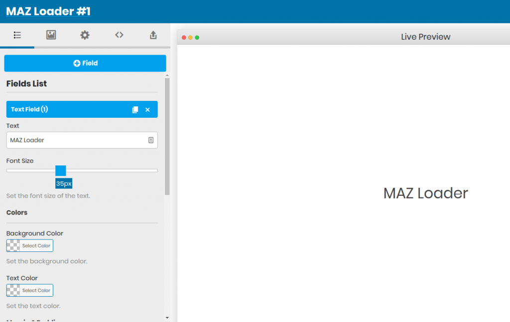 WordPress Preloader - MAZ Loader - Text Field